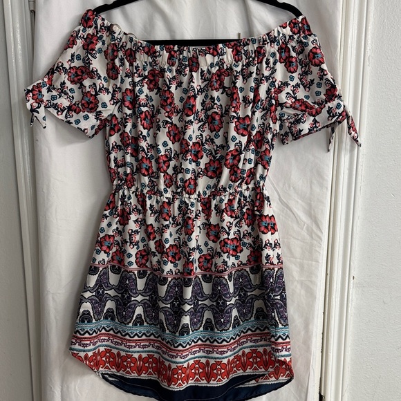 Blush Dresses & Skirts - Blush Floral Off-Shoulder Mini Dress